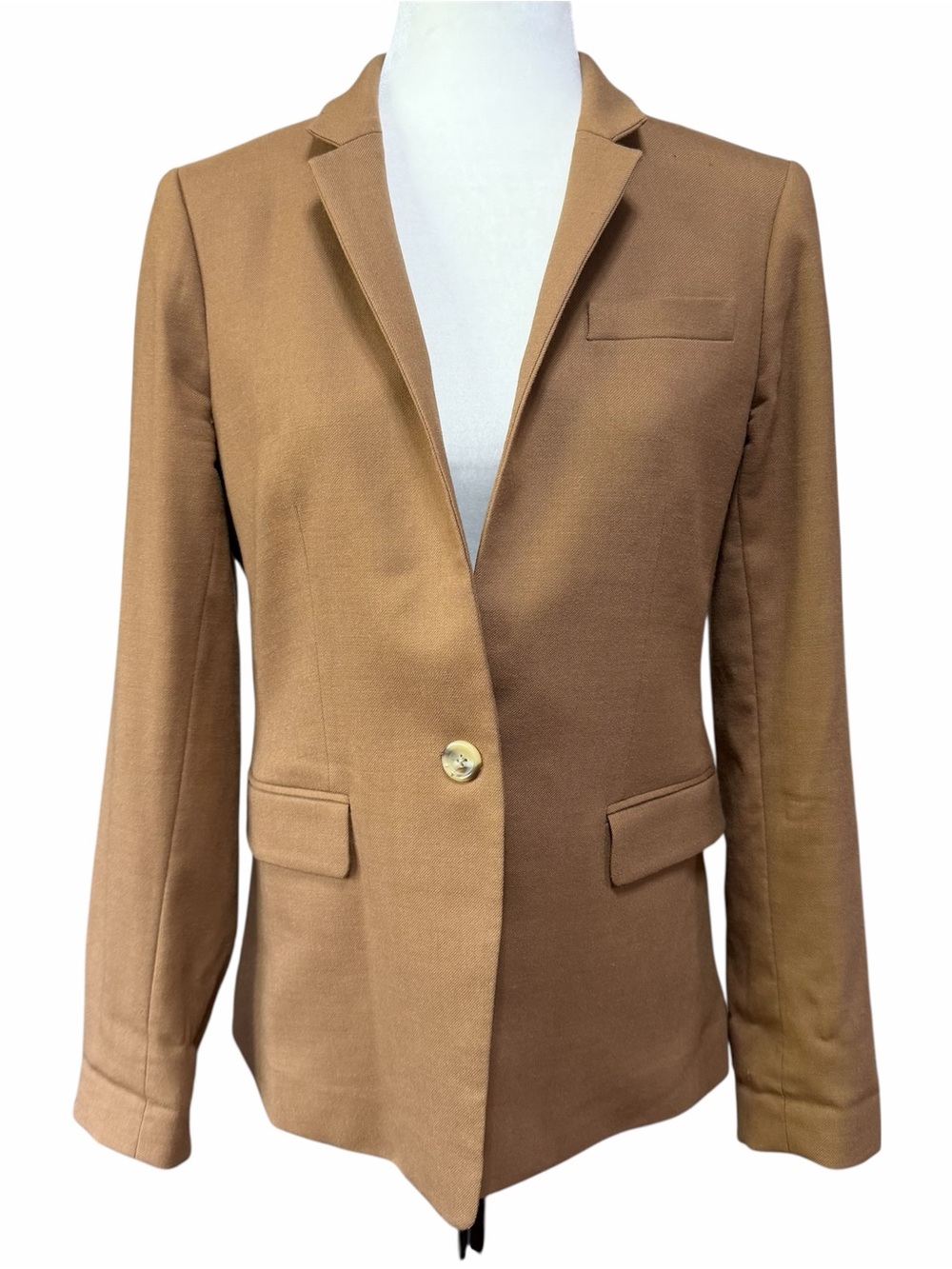 J. Crew Regent Blazer in Wool Flannel Tailored Single-Button Camel Blazer US 8